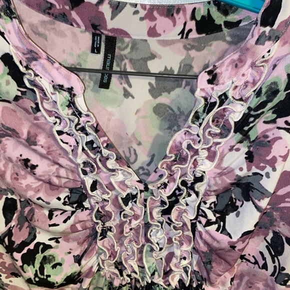 Maurices Purple & Pink Floral Shirt Large-SOLD - Picture 2 of 8